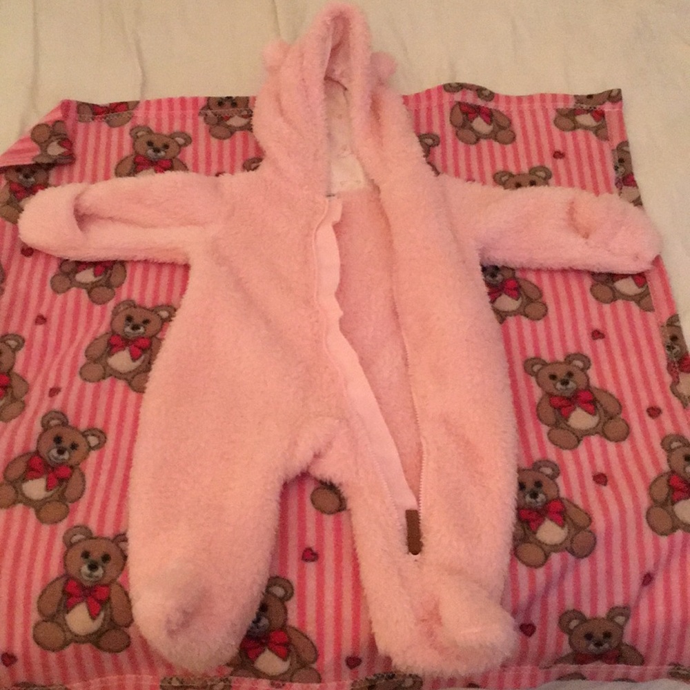 Snowsuit with hooded ears.